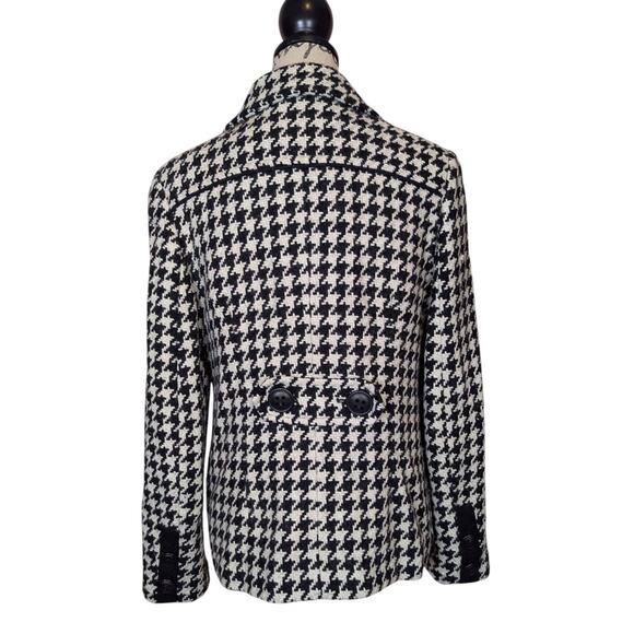 Giacca Houndstooth Wool Blend Coat Black and White Size Medium - Picture 2 of 16